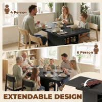 HOMCOM Extendable Dining Table for 4-6 People, 110-130cm Kitchen Table with 6 Open Shelves, Black(m-4)