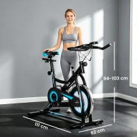 HOMCOM Stationary Exercise Bike, 8kg Flywheel Indoor Cycling Workout Fitness Bike, Adjustable Resistance Cardio Exercise Machine w/ LCD Monitor Pad and Phone Holder for Home, Gym, Office, Black(m-4)