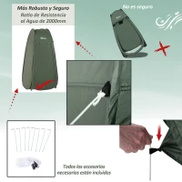 Outsunny Tienda de Ducha Pop Up con Protección UV Techo Impermeable y Asa para Camping Playa 100x100x185 cm Verde(m-6)