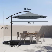 Outsunny Ampelscherm Parasol Tuinscherm, inclusief kruisvoet, weerbestendig, 292 cm x 292 cm x 247 cm, Grijs(m-3)