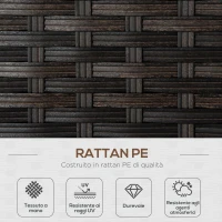 Outsunny Divano da Giardino 2 Posti in Rattan PE con Cuscini, 132x70x74cm, Marrone(m-4)