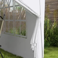 Outsunny Paviljoen, Partytent, 4 afneembare zijwanden, 2 ramen, metalen frame, 2,95 x 2,95 m, Wit(m-9)