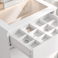 HOMCOM High Gloss 4 Drawer Chest of Drawers with Glass Top and RGB LED Lights, Dresser with Jewelry Organizer, APP Control(m-10)