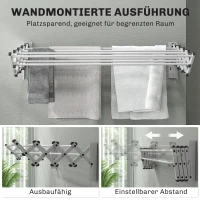 HOMCOM Handtuchhalter, Aluminium, verstellbar, für Innen- und Außenbereich, Silber(m-4)