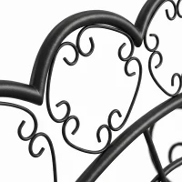 Outsunny Metal Garden Bench Loveseat with Slatted Seat, Black(m-9)