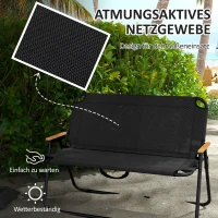Outsunny Tuinbank Zitbank, Opvouwbare 2-Persoons Campingbank tot 220 kg belastbaar Zwart, Netstof, 108 x 65 x 73 cm(m-5)