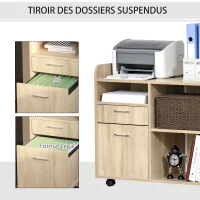 Vinsetto Support d'imprimante - Caisson d'organisation de Bureau Roulant - Dim. 80l x 40P x 72H cm en Bois Chêne clair(m-7)