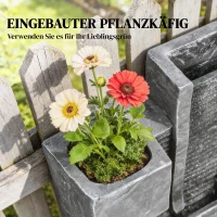Outsunny Fontein 3-laags tuinfontein met LED-verlichting plantenbak pomp steenlook, verstelbaar 38 x 19 x 101 cm(m-4)