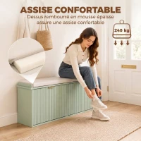 HOMCOM Banc à chaussures avec coussin d'assise rembourré et tiroir rabattable pour couloir, chambre, 104 x 26 x 47,5 cm, vert(m-7)