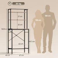 HOMCOM Wasmachinerek badkamer met droogstang, 3 niveaus, 67 x 40 x 161,8 cm, bruin(m-3)