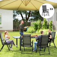 Outsunny Set 4 Sedie da Giardino Pieghevoli e Traspiranti con Braccioli, in Acciaio e Poliestere, 56x69x106 cm, Grigio(m-2)