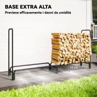Outsunny Portalegna Regolabile da 0,6 m³ con Telo Impermeabile, 200x36x99 cm, Nero e Verde Scuro(m-5)
