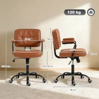 Vinsetto bureaustoel met wielen, draaistoel, bureaustoel, tuimelfunctie, bruin(m-3)