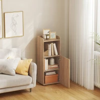 HOMCOM Meuble salle de bain, meuble de rangement étroit 4 niveaux, placard, compartiment ouvert, 40 x 31 x 104 cm, chêne jaune(m-8)
