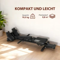 SPORTNOW Roeimachine, roeimachine voor thuis, LCD-monitor, zitting, 150 kg draagvermogen, stille werking, staal, zwart(m-5)