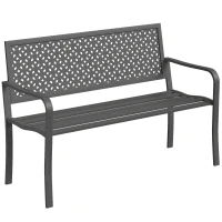 Outsunny Tuinbank 2-zits Metalen Weerbestendige Outdoor Bank met Roestbestendige Rugleuning, Geometrisch tot 240 kg(m-11)