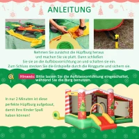 Outsunny kerstmis opblaasbaar springkasteel met waterbassin trampoline kleine glijbaan voor 3 kinderen springkasteel met blazer voor 3-8 jaar kleuterschool Oxford stof polyester rood + groen 325 x 270 x 175 cm(m-6)