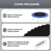 SPORTNOW Tappeto Elastico di Ricambio per Trampolino da 3m con 8 Cuciture e Rivestimento Anti UV, Nero(m-7)