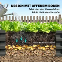Outsunny Hoge plantenbak, weerbestendig, open bodem, verzinkt staal, 120 cm x 60 cm x 30,5 cm, Grijs(m-6)