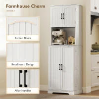 HOMCOM 181.5 cm Freestanding Storage Cabinet, Tall Kitchen Cupboard with Adjustable Shelves, 8 Door Spice Racks, White(m-6)