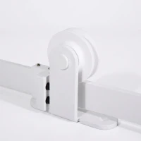 HOMCOM Set pentru Ușă Glisantă cu Șină de 183 cm, Role și Accesorii Incluse, Alb(m-6)