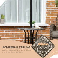 Outsunny bijzettafel terrastafel met parasolgat, aluminium frame voor tuin(m-5)