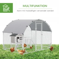 PawHut Ren voor kleine dieren, buiten-uitloopren voor kippen, konijnen, eenden, stabiele constructie, staal en Oxford-stof(m-5)