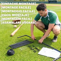 HOMCOM Rebounder pliabil pentru fotbal și baseball cu zonă de precizie, din PE și metal, 123x90x174 cm, negru(m-6)