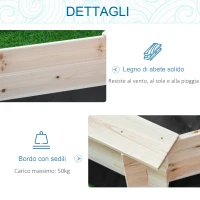 Outsunny Sabbiera per Bambini con Sedili e Copertura, Età 3-8 Anni, 139.5x139.5x21.5cm, Colore Legno(m-6)