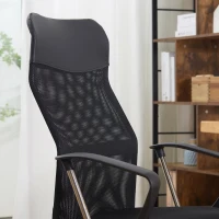 HOMCOM Fauteuil de bureau manager grand confort dossier ergonomique hauteur assise réglable pivotant tissu maille noir(m-9)