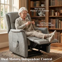 HOMCOM Power Lift Recliner Chair, Dual Motor Electric Lift Chair for Elderly with Remote Control, Grey(m-5)