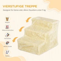PawHut Opvouwbare huisdierentrap, 3 treden, wasbare pluche hoes, Spaanplaat, 46 x 35 x 35 cm, Beige(m-4)