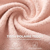 HOMCOM Chaise de Bureau Pivotante en Fourrure Teddy, Hauteur Réglable, Roulettes, Mousse Haute Résilience, Rose(m-7)