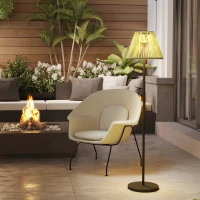 Outsunny Solar Staande Lamp Rotan met Lichtsensor 25 LED-Lichten Solarlamp in Boho-Stijl Ø33 x 135 cm(m-9)