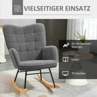 HOMCOM Schommelstoel babykamer, retro design massief hout Donkergrijs(m-6)