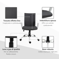 Vinsetto Sedia da Ufficio Ergonomica e Girevole con Altezza Regolabile, 61x61x89-99 cm, Grigio Scuro(m-7)