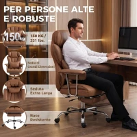 HOMCOM Sedia da Ufficio Massaggiante a 6 Punti Reclinabile con Cuscino Lombare e Poggiapiedi, Marrone(m-5)