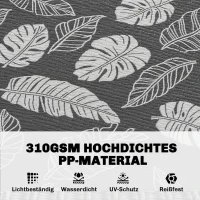 Outsunny Waterdicht Buitentapijt met Bladerpatroon - 182x274cm - Grijs/Wit(m-4)