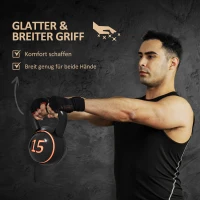 SPORTNOW Kettlebell Set, 3 Kettlebells 2,2kg/4,5kg/6,8kg, Kunststofomhulsel, Zwart(m-5)