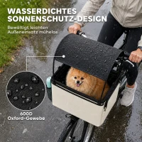 PawHut Hondenfietsmand Voorop 2-in-1, Draagbare Fietsmand met Kap, Veiligheidslijn, Schouderriem en Zijvakken, tot 5 kg(m-4)