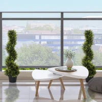 Outsunny Kunstmatige spiraalplant, Spiraalvormige cederboom met pot, 90 cm, Kunstmatige ceder voor buiten- en binnendecoratie, Groen(m-7)
