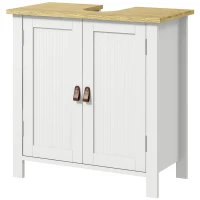 kleankin Dulap Sub Lavoar pentru Baie, 2 Uși Raft Reglabil, PAL, MDF, 60 x 30 x 60 cm, Alb(m-12)