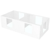 PawHut werpkist voor pups, puppybox met 2 kamers, hondenren met deur voor kleine honden, 164x80x48 cm, wit(m-10)