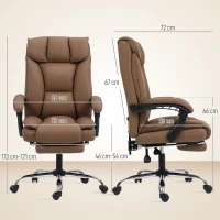 HOMCOM Silla de Escritorio con Reposapiés Respaldo Reclinable Acolchado Grueso Tapizada en Cuero Sintético Marrón(m-3)