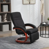 HOMCOM 135° Manual Reclining Swivel Chair, with Footrest - Black(m-10)