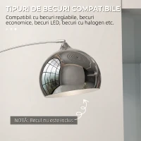 HOMCOM Lampă de podea vintage cu arc, tijă reglabilă, întrerupător cu pedală, soclu E27, argintie(m-7)