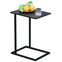 HOMCOM Table Basse Table d'appoint guéridon Bout de canapé intérieur extérieur métal époxy Noir(m-10)