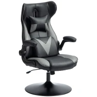 Vinsetto Gaming-Stuhl mit Schaukelfunktion, Drehstuhl, höhenverstellbar, gepolsterter Sitz, Metall, 67 x 71 x 112 cm, Grau(m-1)