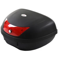 HOMCOM 48L Motorcycle Trunk Travel Luggage Storage Box Motorbike Accessory Large Storage Space For 2 Half Helmet - Black(m-1)
