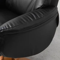 HOMCOM Relaxfauteuil met hocker, loungestoel met ligfunctie en schommelstand voor woonkamer of slaapkamer, kunstleer, zwart(m-9)